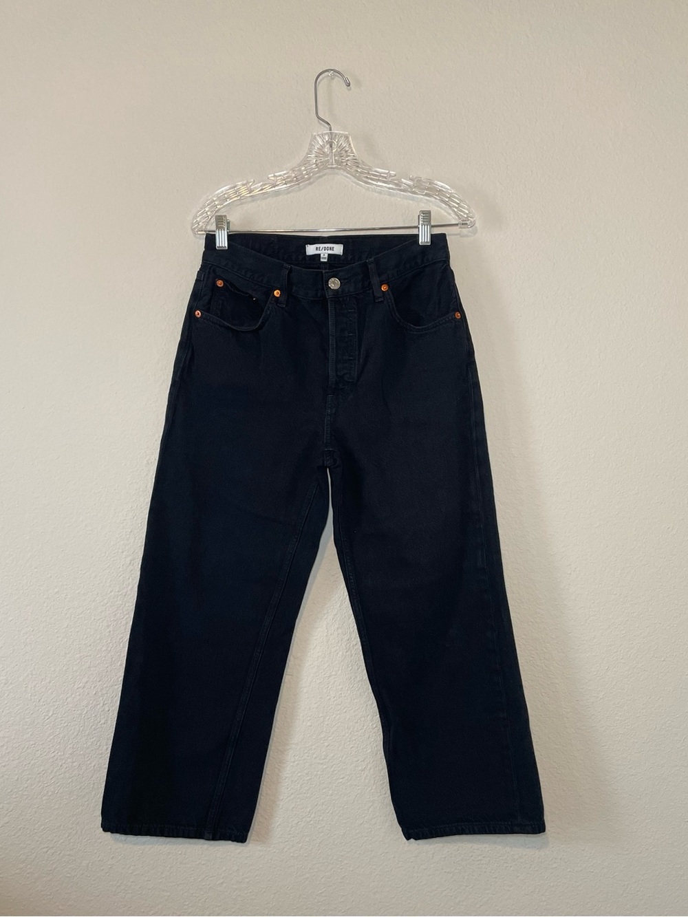 Re/Done Women’s Loose Crop Black Denim Jeans Size 25 *Black Flow